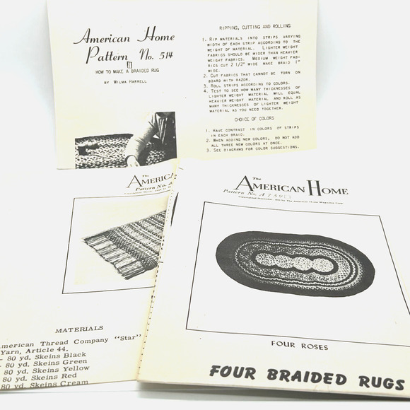 American Home Rug Vintage Rug Patterns #A759, 514, A972 HTF RARE - Picture 1 of 4